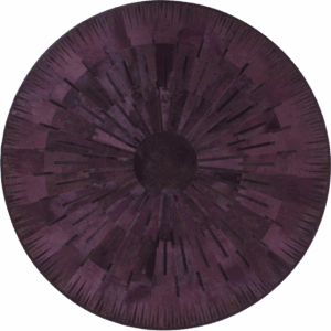 Shadowplay 14141 luxury designer rug in purple, handmade wool with sunburst motif.