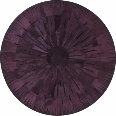 Shadowplay 14141 luxury designer rug in purple, handmade wool with sunburst motif.