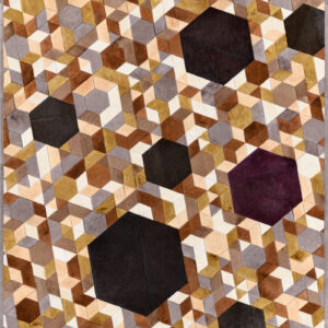 Shatter 10090 luxury custom rug features interlocking cubes in brown and gray tones.