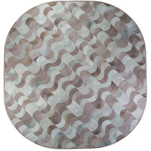 Luxury designer wool rug with wavy gray-beige pattern, ideal for Silla 8719.0.