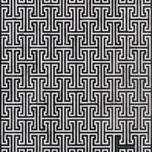 Ripcord 24396 luxury designer rug with black and white geometric maze pattern.