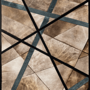 Luxury designer rug featuring abstract geometric lines on a textured neutral base.
