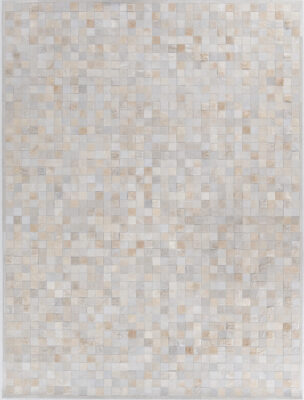 A mosaic of beige and cream tiles resembles luxury custom designer rug textures.