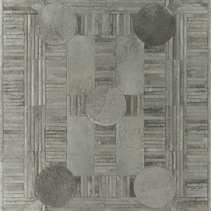 Atlas 22610 luxury designer rug with geometric metallic gray pattern, handmade wool.
