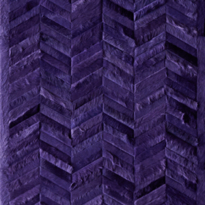 Luxury designer rug with deep purple herringbone pattern, handmade wool blend.