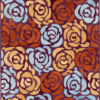 Luxury handmade wool designer rug with abstract roses in blue and yellow.