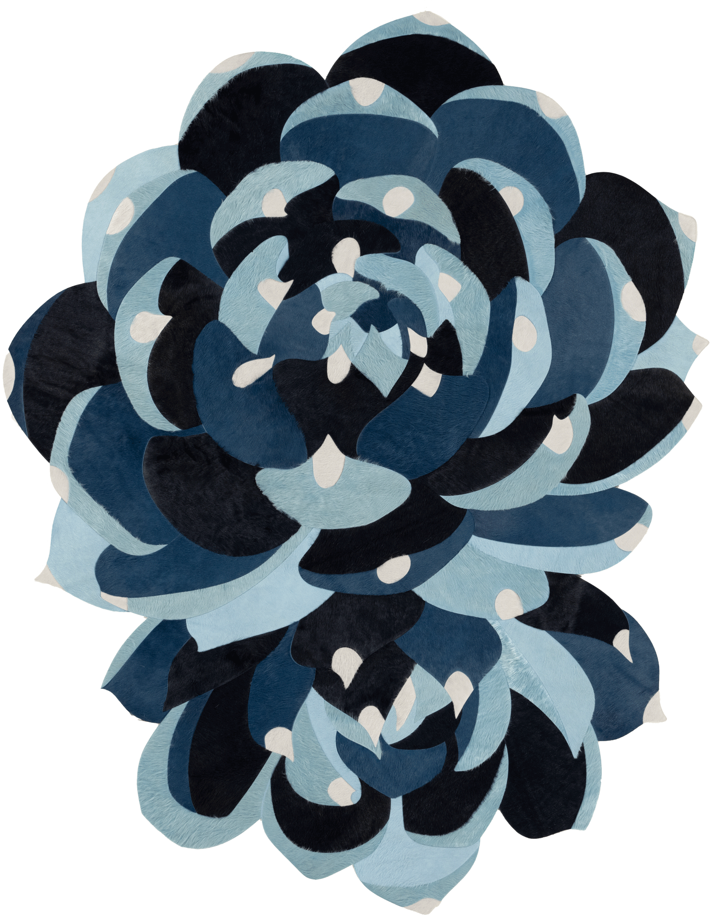 Custom 22644 Floral Design with Blue and Black Overlapping Petals.