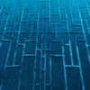 Tower House 02876: Luxury designer blue rug with geometric raised pattern.
