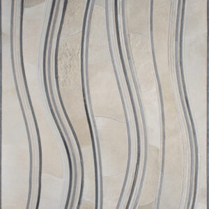 The Swell 13939 is a luxury designer rug with abstract beige and gray patterns.