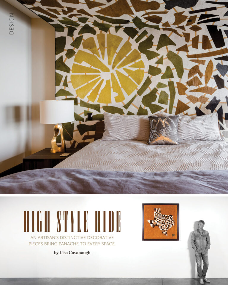 A modern bedroom features designer rugs, luxury bedding, and handmade wool rug flooring.