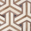 Luxury designer rug with interlocking chevrons in beige, brown, and cream hues.