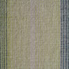 Close-up of Custom 02664 luxury designer rug with vertical green, beige, and blue stripes.