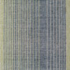Luxury designer rug with textured fabric, featuring vertical blue and yellow striped patterns.
