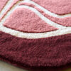 Luxury designer rug Custom 02633 with maroon, pink, and cream curves on premium wool.