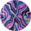 Submerge 02842 luxury designer rug features wavy, layered hues in a four-quadrant circular pattern.