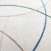 Silhouette 02983 is a luxury designer rug in beige with curved blue, green, and brown lines.