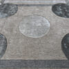 Luxury designer rug Atlas 03141 with geometric ovals in gray, high-end handmade wool rug.