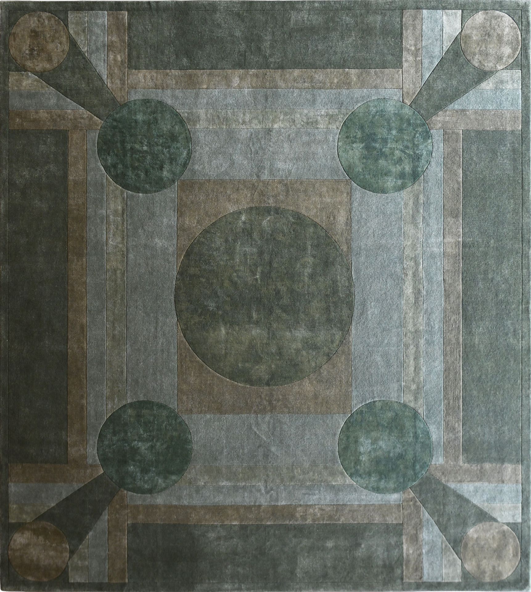 Atlas 03143 designer rug: luxury rectangular wool, silk blend with geometric motif.