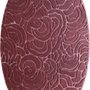 Luxury designer rug Bloom 03996, square with embossed rose in dusty rose hue.
