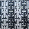 Luxury designer rug with blue and white Greek key pattern, inspired by Ripcord 03227.