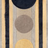 Atlas 21081 luxury designer rug with fur-textured circles on striped high-end rug background.