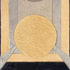 Atlas 21081 luxury designer rug with geometric shapes, yellow circle, and textured wool and silk sections.