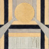 Atlas 21081 designer rug features a bold yellow circle and lines on luxury textured wool panels.