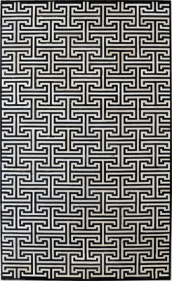 Luxury designer rug Ripcord 10072010 with bold Greek key motif in black and white.