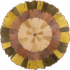 Luxury designer rug Custom 10696 with a circular sunburst pattern in gold and brown.