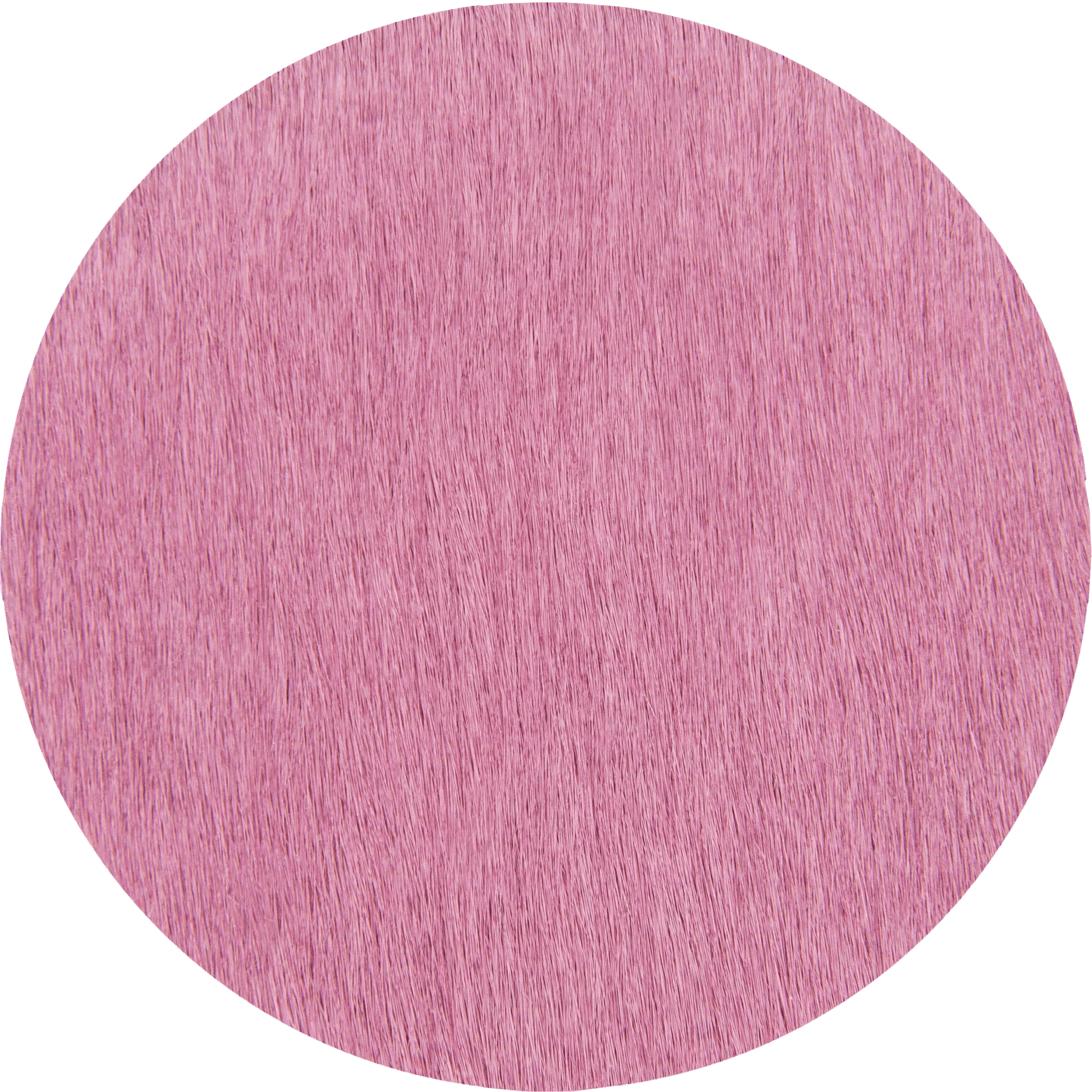 A luxury designer rug with a solid pink circle and fine vertical texture on white.