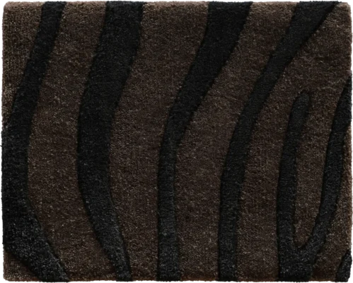 Luxury designer rug featuring a dark brown base with irregular black zebra stripes.