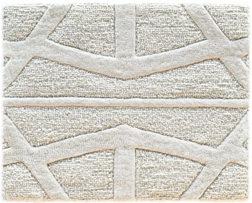 Luxury designer rug in textured beige with raised geometric pattern, high-end handmade wool.