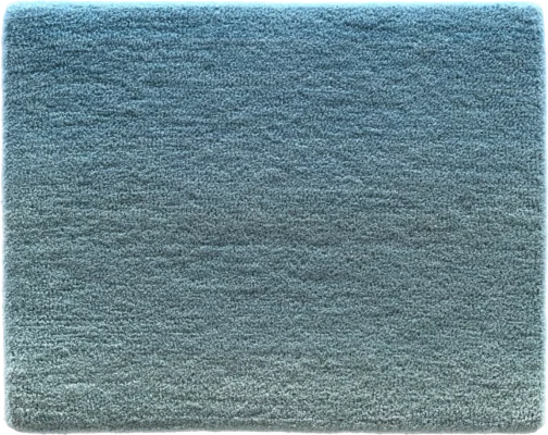 Luxury designer rug in square blue-gray, high quality wool, soft textured surface.