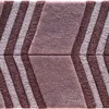 Luxury designer rug with maroon and pink chevrons, handmade wool, geometric style.
