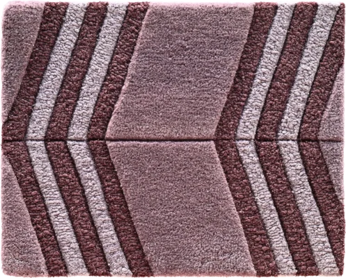 Luxury designer rug with maroon and pink chevrons, handmade wool, geometric style.