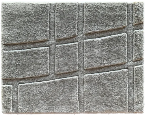Luxury designer rug in gray with a raised geometric pattern, modern and high-end.