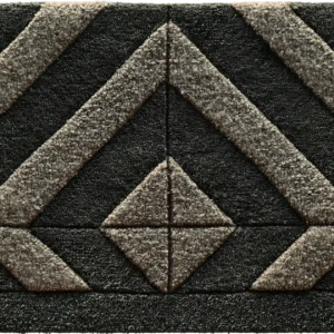 Luxury designer rug tile with raised geometric patterns in a high-end, textured finish.