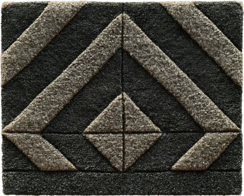 Luxury designer rug tile with raised geometric patterns in a high-end, textured finish.