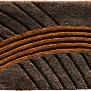 Luxury designer rug tile with dark and light brown raised lines, ideal for high end custom wool rugs.