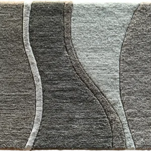 Luxury designer rug with wavy grey and beige patterns, ideal for modern high-end interiors.