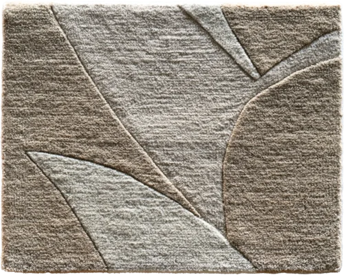 Luxury designer rug tile in beige and light brown with raised leaf pattern, high end texture.
