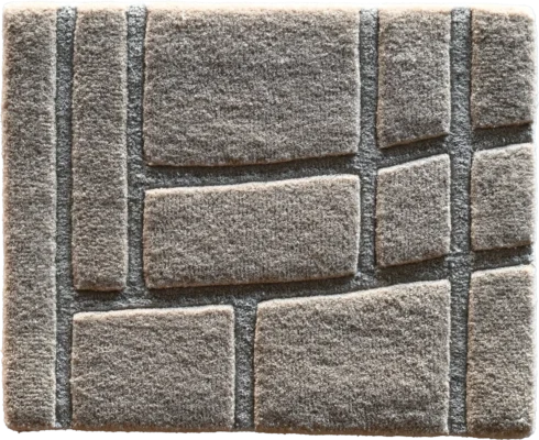 Luxury designer doormat inspired by high end stone tile pattern in elegant gray tones.