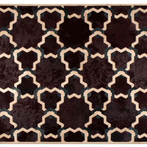 Luxury designer Lucy Greystone rug, square, handmade wool with geometric beige, teal, and burgundy pattern.