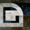 Prisma Hide designer rug boasts geometric patterns in black, beige, and brown on a luxurious handmade hide surface.