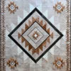 Luxury designer rug in a southwestern style with geometric diamonds and stars in brown, beige, white, and black.