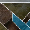 Luxury designer rug from Custom Hide 15342 with geometric textured patches on concrete.