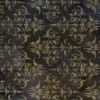Boulle Hide 29148 luxury designer rug with gold damask on dark textured hide.