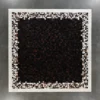 Luxury designer rug featuring a dark grid pattern, white-black mosaic border, and modern appeal.