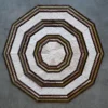 Luxury designer rug with octagonal concentric pattern, handmade in high quality hide.