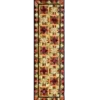 The Fancy Hide 16177 is a handmade designer hide rug with quilted star patterns in luxury red, yellow, and brown on black.